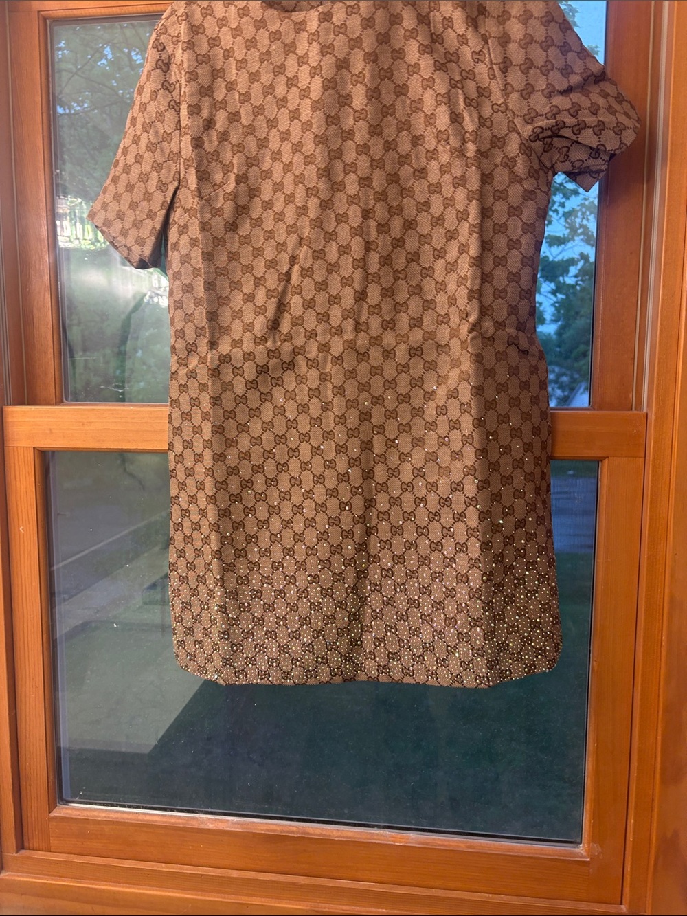 Gg Style  Brown GG Monogram Short-Sleeve Shirt/dress